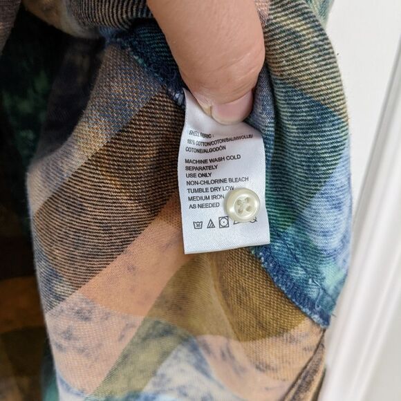 Anthropologie Isabella Sinclair Plaid Ruffle Shirt Top Medium @L1 - Picture 6 of 9